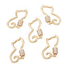 5Pcs Brass Micro Pave Clear Cubic Zirconia Screw Carabiner Lock Charms KK-TA0003-18-2