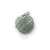 Natural Green Aventurine Copper Wire Wrapped Pendants FIND-PW0015-21E-1