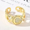 Brass Micro Pave Clear Cubic Zirconia Open Cuff Rings for Women RJEW-K289-02G-C-3