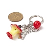 Red Apple & Triangular Ruler Resin & Alloy Pendant Keychain KEYC-TA00004-2