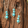 Bohemian Style Alloy & Synthetic Turquoise Pendant Necklaces & Dangle Earrings Sets WG2E1B4-07-1