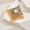 Bohemian Style Rhombus with Butterfly Alloy Plastic Pearl Brooches for Backpack Clothes TA3973-1