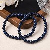 Natural Lapis Lazuli Beaded Stretch Bracelets X-BJEW-F202-04-3