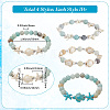 4Pcs 4 Style Dyed Synthetic Turquoise Turtle and Starfish Beaded Bracelets Sets BJEW-SC0001-52-2
