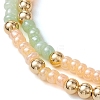 Two Tone Glass Seed Beads & Brass Beaded Stretch Bracelets BJEW-JB10724-3