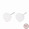 925 Sterling Silver Round Flat Pad Stud Earring Findings STER-T002-201S-6