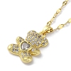 Brass with Rhinestone Bear Pendant Necklaces NJEW-Z026-03B-3