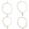 4Pcs 4 Style Natural Shell & Imitation Pearl Beaded Necklaces Set NJEW-AN0001-53-1