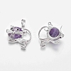 Natural Amethyst Kitten Pendants G-J386-C02-2