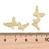 Brass Micro Pave Clear Cubic Zirconia Connector Charms CU-CBA908F-04G-02-3