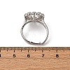 Flower Brass Micro Pave Clear Cubic Zirconia Cuff Ring Settings KK-D378-32P-4
