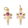 Brass Micro Pave Cubic Zirconia Tiny Cross Charms ZIRC-G168-54G-3