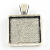 Tibetan Style Square Alloy Pendant Cabochon Settings TIBEP-Q051-17AS-RS-1