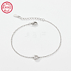 Anti-Tarnish Rhodium Plated 925 Sterling Silver Letter Cubic Zirconia Link Bracelets GI2156-04-1