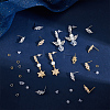 8 Pairs 2 Color Flower Shape Brass Cubic Zirconia Stud Earring Findings KK-CN0003-21-4