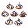 Electroplate Printed Natural Scallop Shell Pendants X-SSHEL-R047-04-A04-2