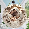 Flat Round with Birth of Juses Acrylic Hanging Ornaments PW-WGFF010-01-3