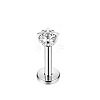 Titanium Steel Clear Cubic Zirconia Threadless Labret Stud WGC142D-11-1