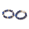15Pcs 5 Colour Natural Gemstone & Cultured Freshwater Pearl Cuff Rings RJEW-JR01024-4