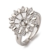 Flower Brass Micro Pave Clear Cubic Zirconia Cuff Ring Settings KK-D378-33P-1