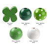 160Pcs 5 Style Irish Theme Painted Natural Wood Beads X1-WOOD-LS0001-48-3