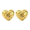 Ion Plating(IP) 304 Stainless Steel Hollow Heart Stud Earrings EJEW-D281-01G-1