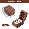 1Pc 3-Slot Walnut Wood Jewelry Gift Box with Magnetic Cover CON-DC0001-15A-2
