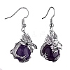 Natural Amethyst Dragon Dangle Earrings EJEW-A092-06P-01-1