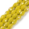 Opaque Solid Color Electroplate Glass Beads Strands EGLA-N013-P8mm-B06-1