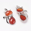 Natural Carnelian/Red Agate Kitten Pendants G-G713-B01-2