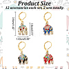 12Pcs 4 Colors Alloy Rhinestone Enamel Elephant Charms Locking Stitch Markers HJEW-PH01643-2