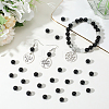 2 Strands Round Natural Black Onyx(Dyed & Heated) Beads Strands G-SP0001-24-3