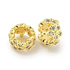 Rack Plating Brass Micro Pave Clear Cubic Zirconia European Beads KK-L215-013G-1