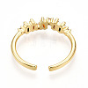 Brass Micro Pave Cubic Zirconia Cuff Rings for Women KK-T070-110-4