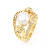 Brass Micro Pave Cubic Zirconia Finger Rings for Women RJEW-D340-02G-07-3