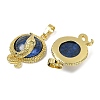 Dyed Natural Lapis Lazuli Flat Round Shaped Brass Pendants KK-F887-03G-32-2