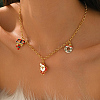 Brass Micro Pave Cubic Zirconia with Enamel Christmas Wreath Santa Claus Candy Cane Pendant Bib Necklaces for Women IP8864-2