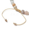 Natural Flower Amazonite Round Beaded Braided Bead Bracelets BJEW-JB10692-01-4