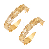 2Pcs 304 Stainless Steel Feather Cuff Bangles BJEW-PH0004-41-7