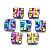 Rack Plating Rainbow Color Alloy Beads PALLOY-S180-363-1