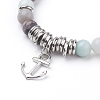 Natural Amazonite Charm Bracelets BJEW-JB03403-02-2