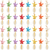 40Pcs Starfish Dyed Synthetic Turquoise & Natural Cowrie Shell Pendants PALLOY-SC0004-41-1
