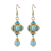 Lantern 304 Stainless Steel Synthetic Imperial Jasper Dangle Earrings EJEW-MZ00609-01-1