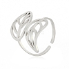 Hollow Out Leaf 201 Stainless Steel Adjustable Cuff Rings FS-WG4978C-01-4