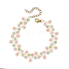 Flower Seed Bead Beaded Bracelet Sets with Cherry Quartz Glass for Women BJEW-MZ00350-02-3