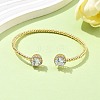 Round Brass Micro Pave Cubic Zirconia Cuff Bangles & Rings Sets for Women SJEW-R002-01G-02-3