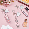 3Pcs 3 Styles 201 Stainless Steel String Bag & Iron & Glass Mirror & Alloy Bowknot Pendant Keychains HJEW-SC0003-32-4