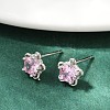 925 Sterling Silver Cubic Zirconia Stud Earrings EJEW-V019-02P-3