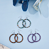 FIBLOOM 3 Pairs 3 Style Natural Mixed Gemstone Beaded Ring Dangle Earrings EJEW-FI0001-91-5