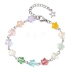 Spray Painted Glass Star Beads Link Chain Bracelets for Women BJEW-JB12730-2
